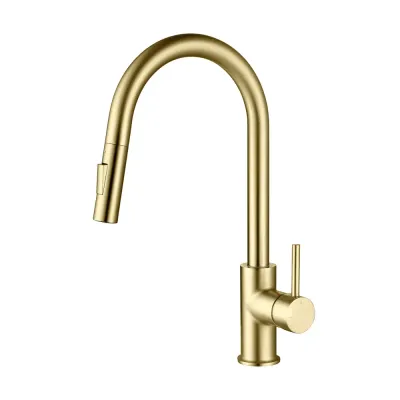 Halo Single Handle Pull Down Kitchen Faucet Brushed Gold - KBCKF-2013BG
