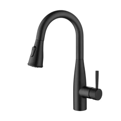 Plano Single Handle Pull Down Kitchen & Bar Sink Faucet Matte Black - KBCKF-2015MB