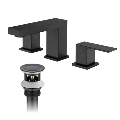 Quadra 8 Quadra 8" Widespread Bathroom Sink Faucet with Drain Assembly Matte Black - KBCBF-1024MB