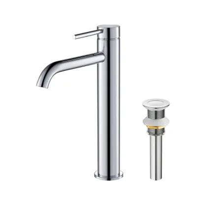 Halo Single Handle Bathroom Vessel Sink Faucet with Pop Up Drain Polished Chrome - KBCBF-1009CH