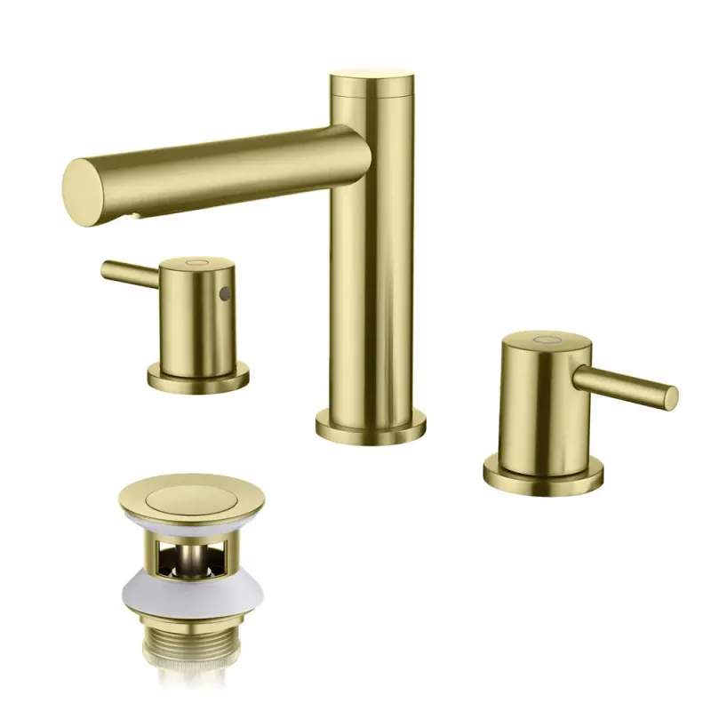 Halo 8" Widespread Bathroom Sink Faucet with Drain Assembly Brushed Gold - KBCBF-1025BG