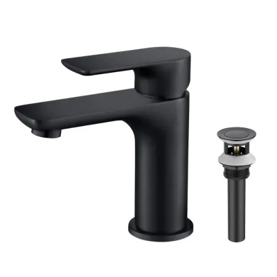 Austin Single Handle Bathroom Vanity Sink Faucet with Pop Up Drain Matte Black - KBCBF-1019MB Austin Single Handle Bathroom Vanity Sink Faucet with Pop Up Drain Matte Black - KBCBF-1019MB