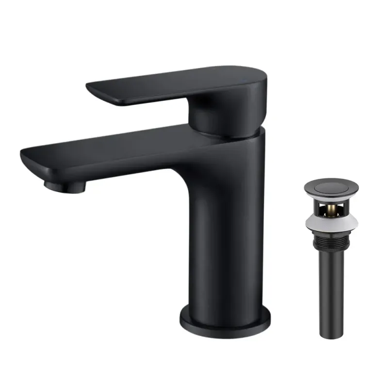 Austin Single Handle Bathroom Vanity Sink Faucet with Pop Up Drain Matte Black - KBCBF-1019MB