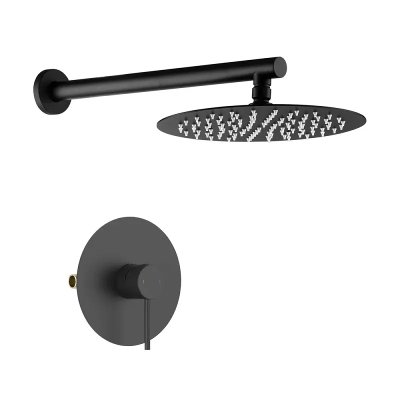 Halo Pressure Balanced Single Function Wall Mount Shower System with Rough-In Valve Matte Black - KBCSF-4007MB