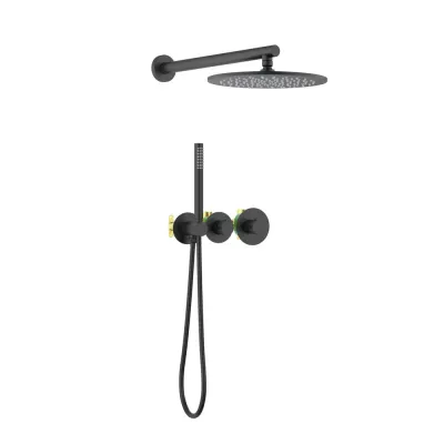 Halo 2-Function Thermostatic Wall Mount Shower System with Rough-in Valve Matte Black - KBCSF-4010MB Halo 2-Function Thermostatic Wall Mount Shower System with Rough-in Valve Matte Black - KBCSF-4010MB