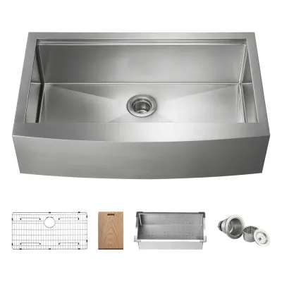 36" Farmhouse Apron Single Bowl Stainless Steel Workstation Kitchen Sink - KBC1-36SFT