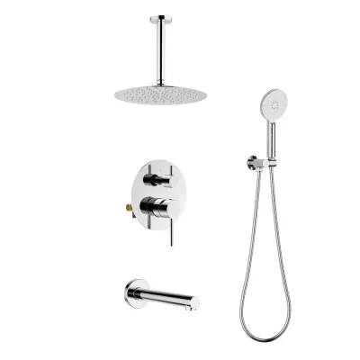 Halo Pressure Balanced 3-Function Ceiling Mount Shower System with Rough-in Valve Polished Chrome - KBCSF-4009CH Halo Pressure Balanced 3-Function Ceiling Mount Shower System with Rough-in Valve Polished Chrome - KBCSF-4009CH