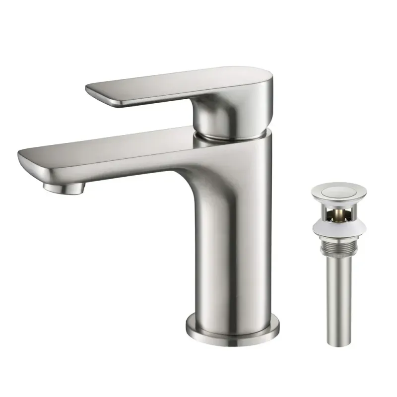 Austin Single Handle Bathroom Vanity Sink Faucet with Pop Up Drain Brushed Nickel - KBCBF-1019BN