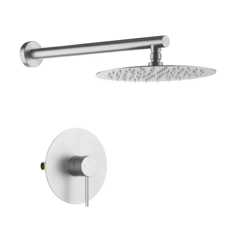 Halo Pressure Balanced Single Function Wall Mount Shower System with Rough-In Valve Brushed Nickel - KBCSF-4007BN