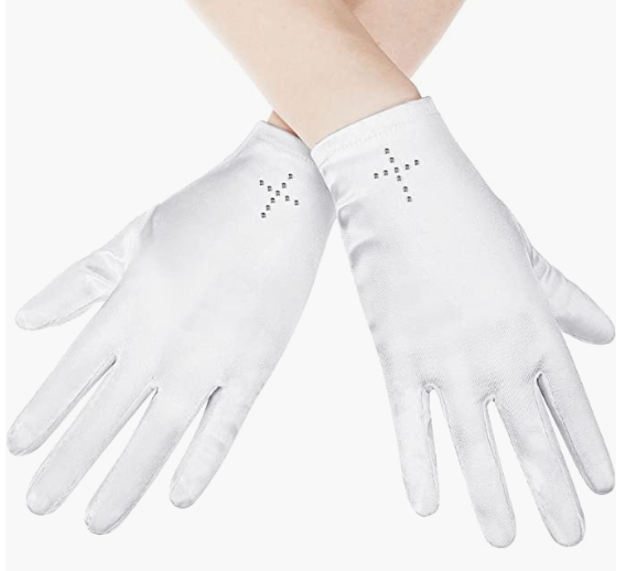 White Satin Gloves with Cross