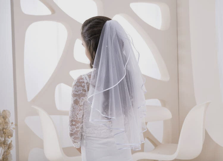 White Communion Veil With Pearls