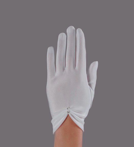 White Satin Glove With Crystal