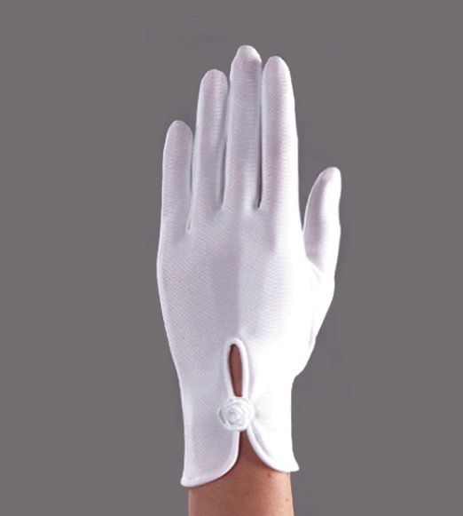 White Satin Glove With Rose