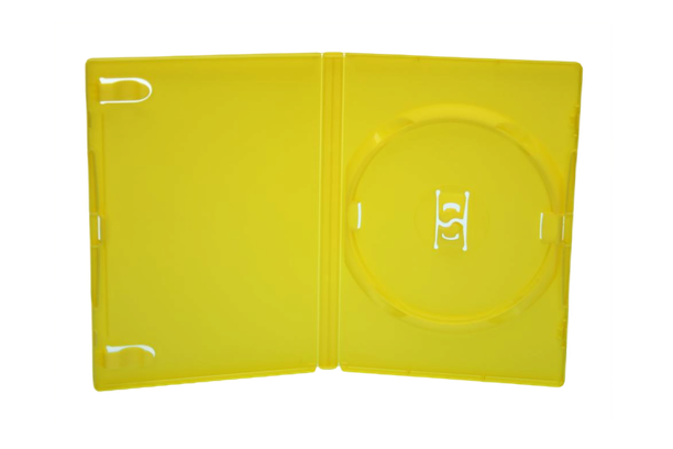 Amaray Licensed Single Yellow DVD Case 14mm Spine with Booklet Clips