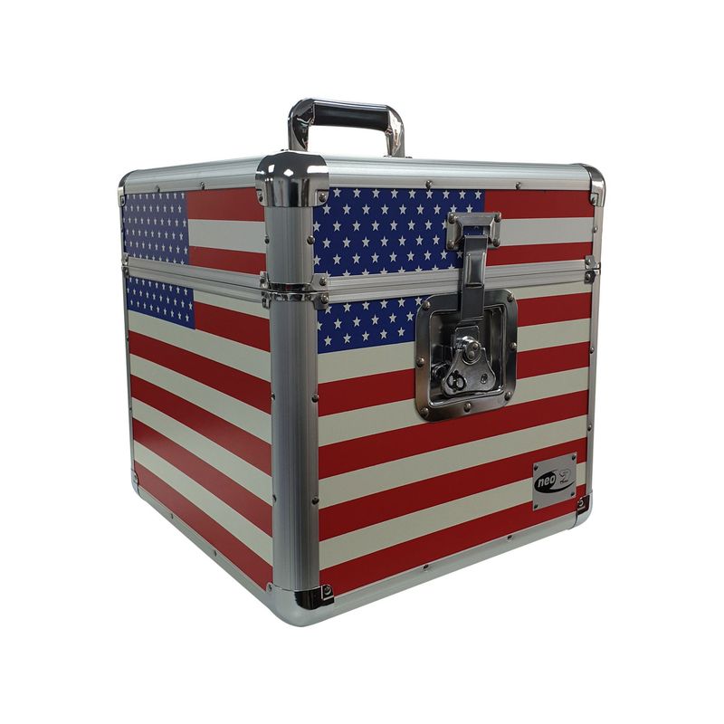 LP Storage Case 12″ USA Flag stores 100 12″ records DJ Flight Carry Case Box LP Storage Case 12″ USA Flag stores 100 12″ records DJ Flight Carry Case Box