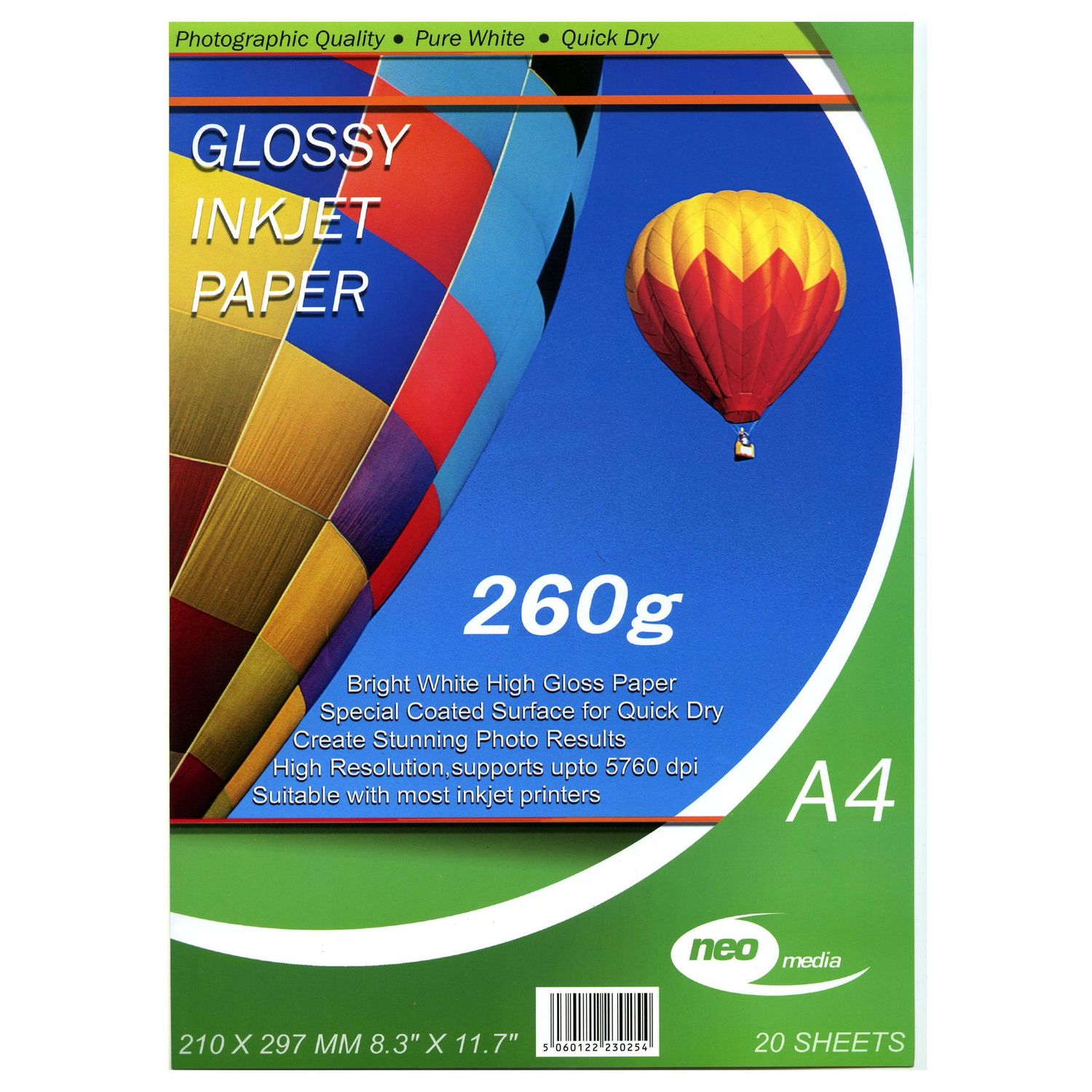 Neo 260gsm A4 Glossy Photo Paper 20 sheets per pack Neo 260gsm A4 Glossy Photo Paper 20 sheets per pack
