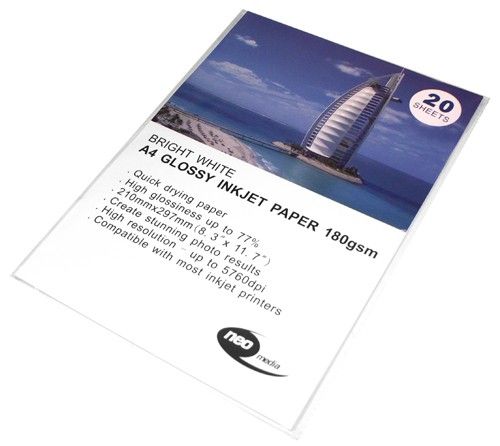 Neo media 180gsm A4 Glossy Inkjet Photo Paper 20 Sheets