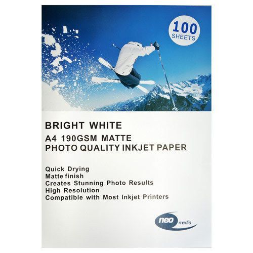 Neo190 GSM A4 Matt Inkjet Brilliant White Photo Paper Neo190 GSM A4 Matt Inkjet Brilliant White Photo Paper