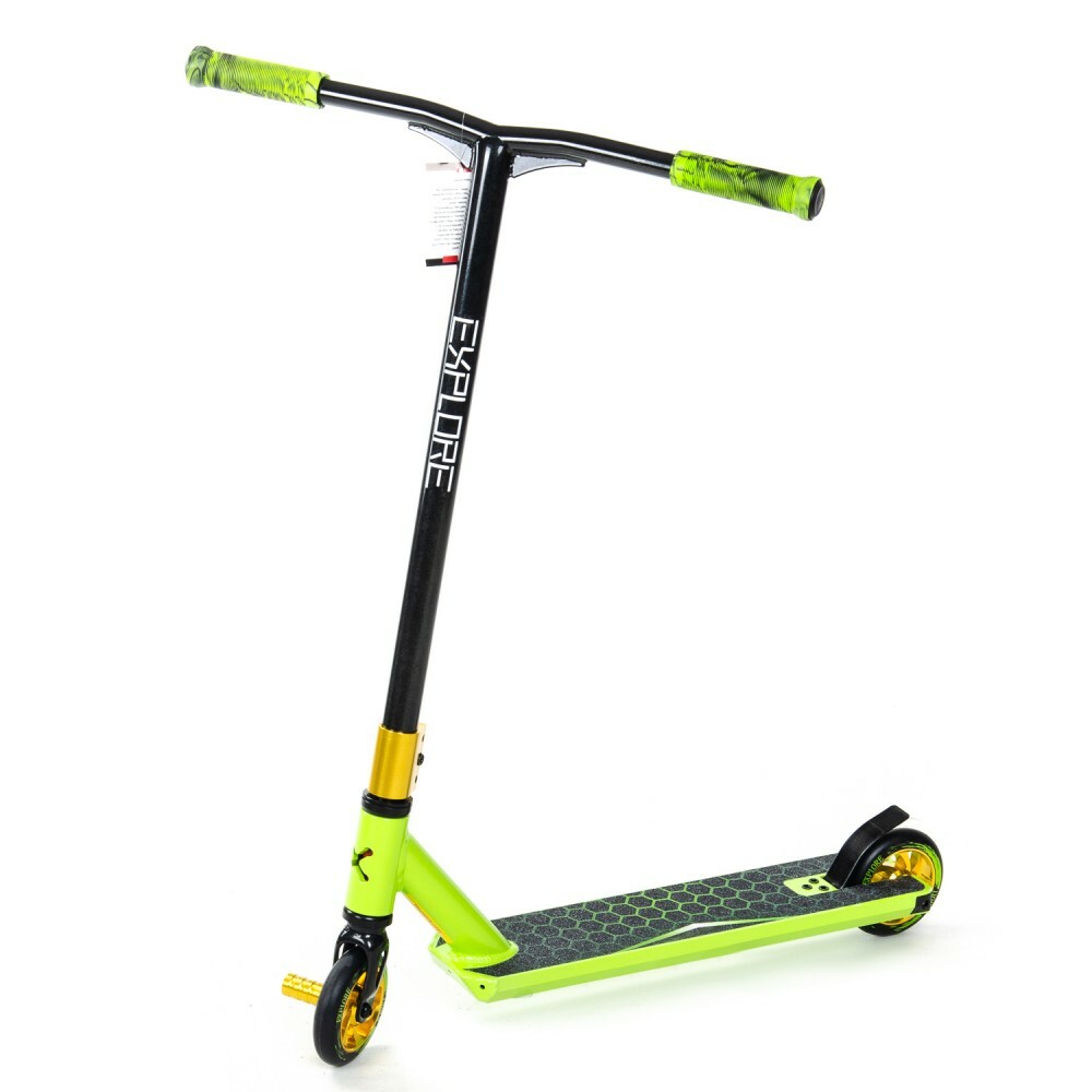 Трюковый самокат Explore CROSS DELUXE New, Зеленый, 110 мм