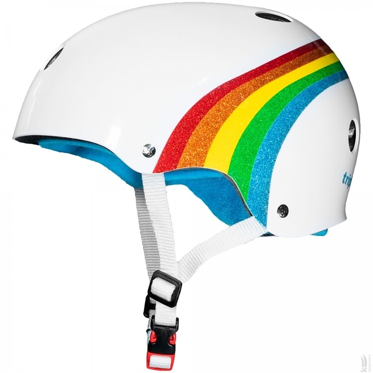 Шлем Triple Eight The Certified Sweatsaver White Rainbow Sparkle, белый, глянцевый, сертифицированный Шлем Triple Eight The Certified Sweatsaver White Rainbow Sparkle, белый, глянцевый, сертифицированный