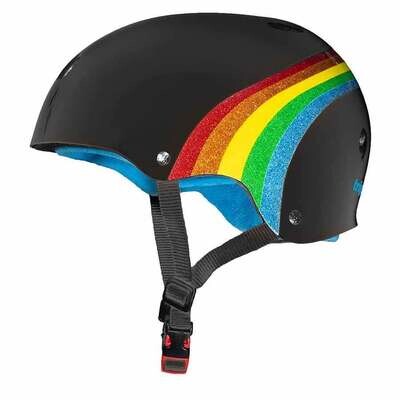 Шлем Triple Eight The Certified Sweatsaver BLACK Rainbow Sparkle, черный, глянцевый, сертифицированный