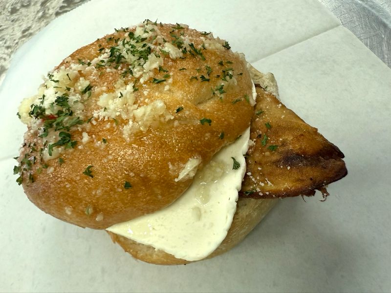 Garlic knot Eggplant Sandwich