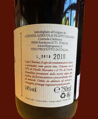 Capu Chiurma Etna Rosso  (750 ml 14% vol)