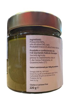 Crema di Pistacchio Dolce SENZA ZUCCHERO (220g)