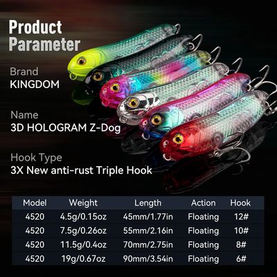 Воблер 3D Z-DOG  КINGDOM 45мм./55мм./70мм. Wallker