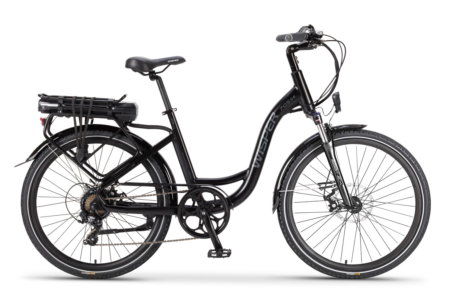 Wisper 705 26” Step-Through EBike, Colour: Black, Battery: 375Wh