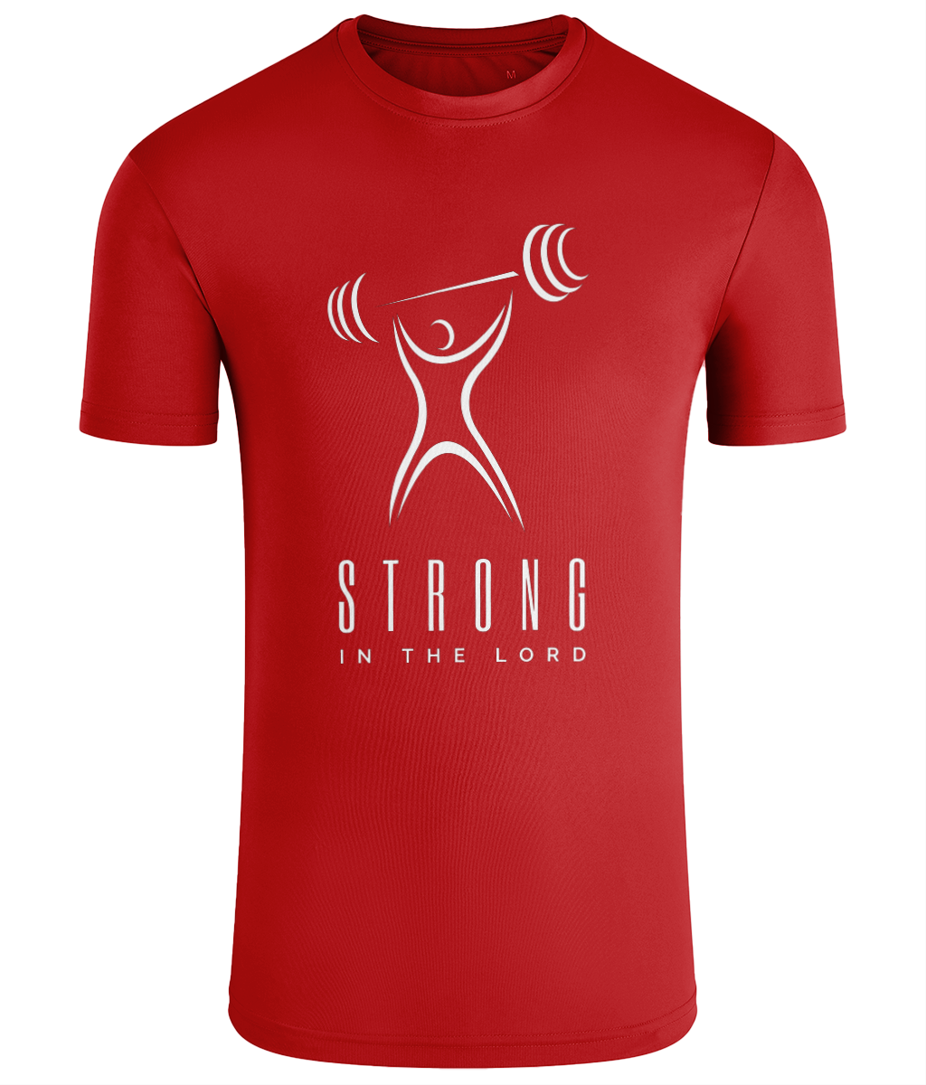 Strong in the Lord Performance T-shirt Strong in the Lord Performance T-shirt, Colour: Red