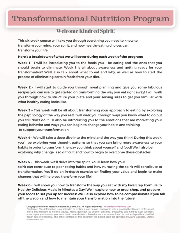 Transformational Nutrition Program -6 Weeks