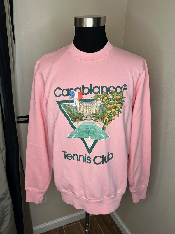 Men&#39;s Casablanca Pink Terry Tennis Club Icon Sweatshirt