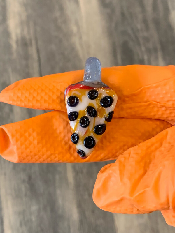 Handblown Glass Olive Pizza Slice Pendant