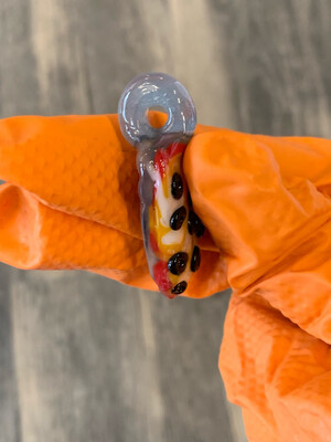 Handblown Glass Olive Pizza Slice Pendant