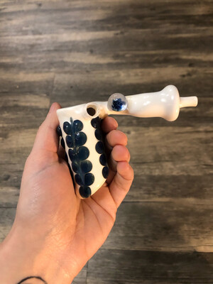 Blue And White Leaf Pattern Hammer Hand Pipe