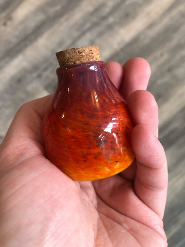 Fiery Orange Handblown Jar