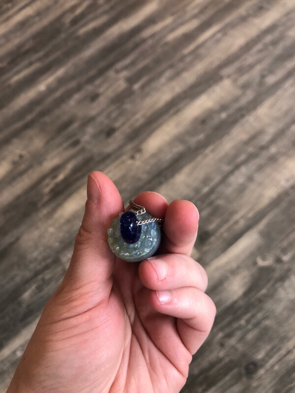 Blue Demon Djinn Face Pendant