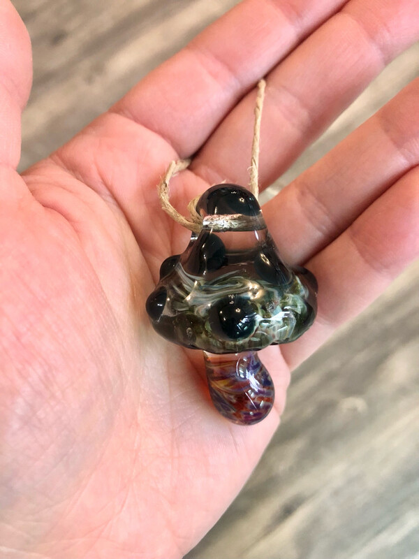 Pointed Forest Mushroom Handblown Glass Pendant