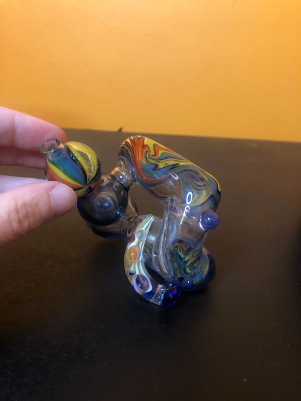 Rainbow Sphere Borosilicate Wigwag Hand Pipe