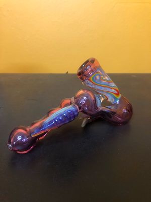 Purple And Rainbow Swirls Borosilicate Hand Pipe