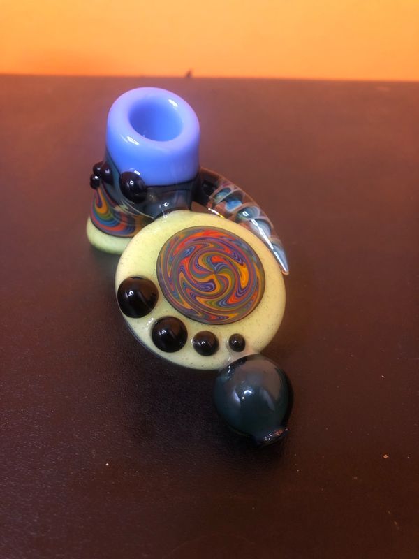 Rainbow Lime Wigwag Borosilicate Glass Hand Pipe
