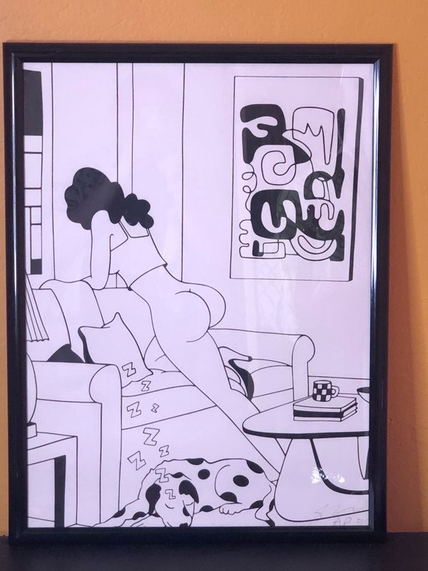 A Girl And Her Dog Numbered Framed Fucci Print
