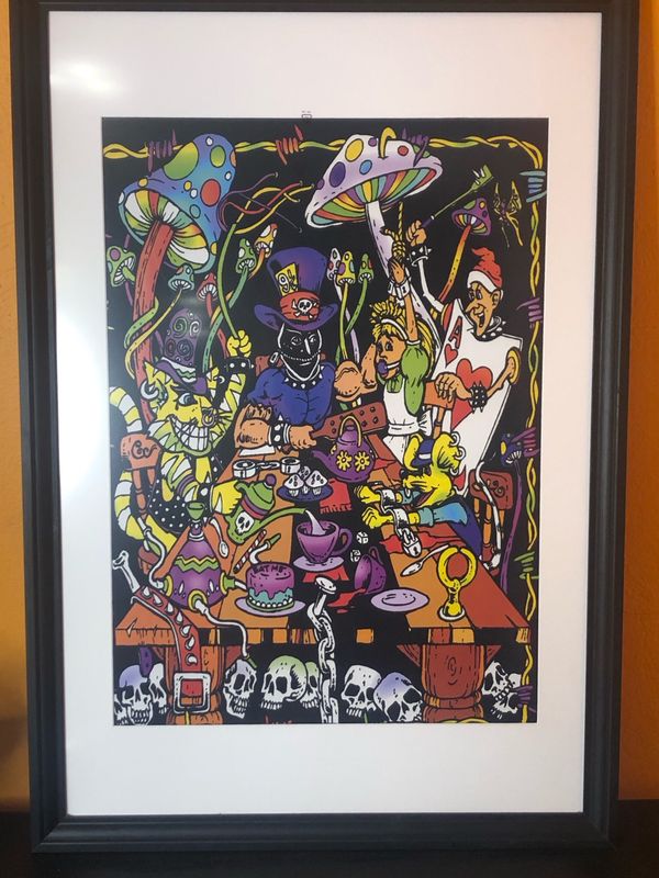 Vintage 90s Wizard Wear Blacklight Reactive Alice In Dungeon Land Framed Print