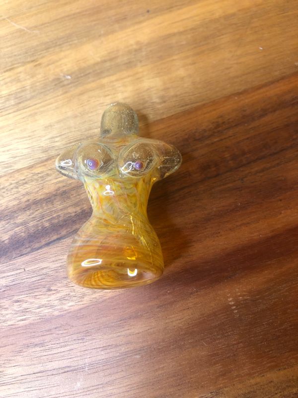 Pale Yellow Femme Body Handblown Glass Chillum