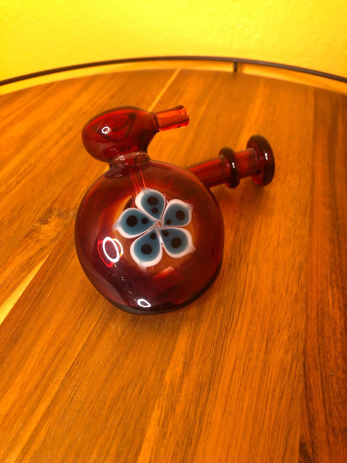 Cherry Red Floral Bubbler Pipe