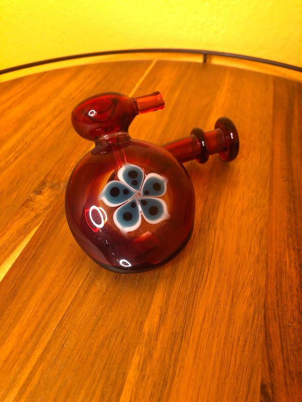 Cherry Red Floral Bubbler Pipe