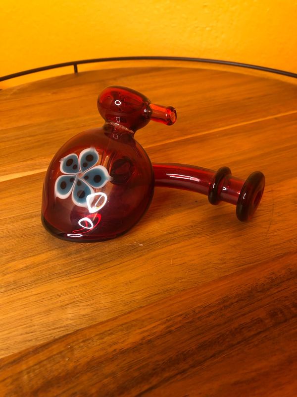 Cherry Red Floral Bubbler Pipe