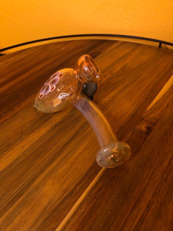 Floral Pink Fume Glass Bubbler Pipe