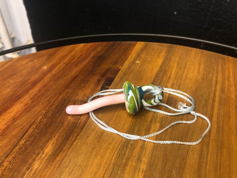 Green And Pink Skinny Shroom Pendant